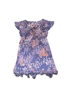 Liz Lange Purple Floral Midi Dress with Pink & Orange Accents (Maternity dress)